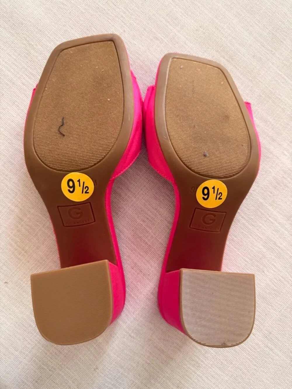 GBG Los Angeles Hot Pink Fuchsia Bow Block Heel Mules Size 9.5